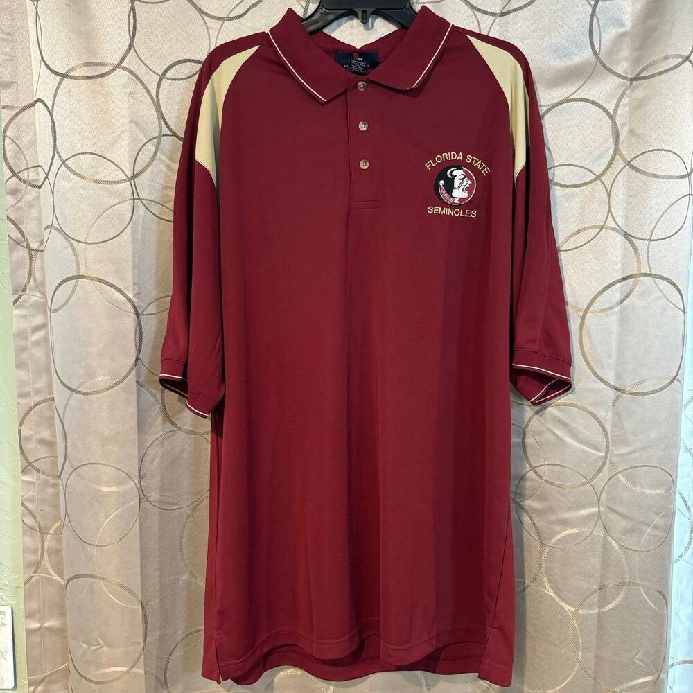 FSU Florida State Seminoles Polo Shirt 2XL NWT Maroon S&K Sportswear NCAA Golf